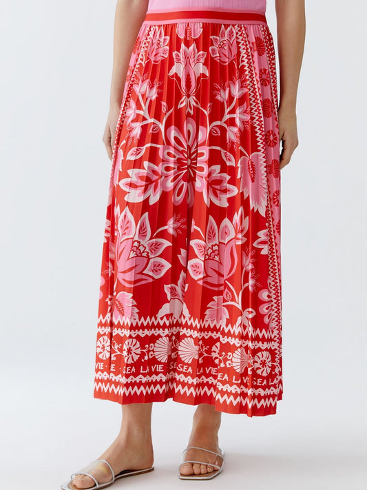 Oui Plisseerock Damen bedruckt