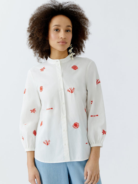 Oui Bluse Damen Baumwolle bedruckt