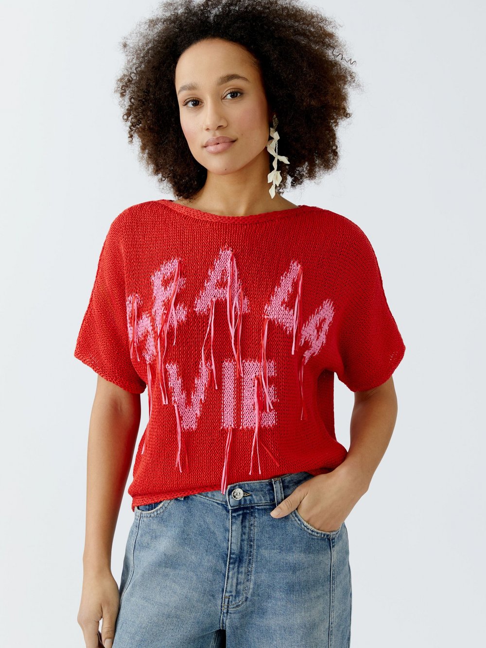 Oui Pullover Damen Baumwolle gemustert