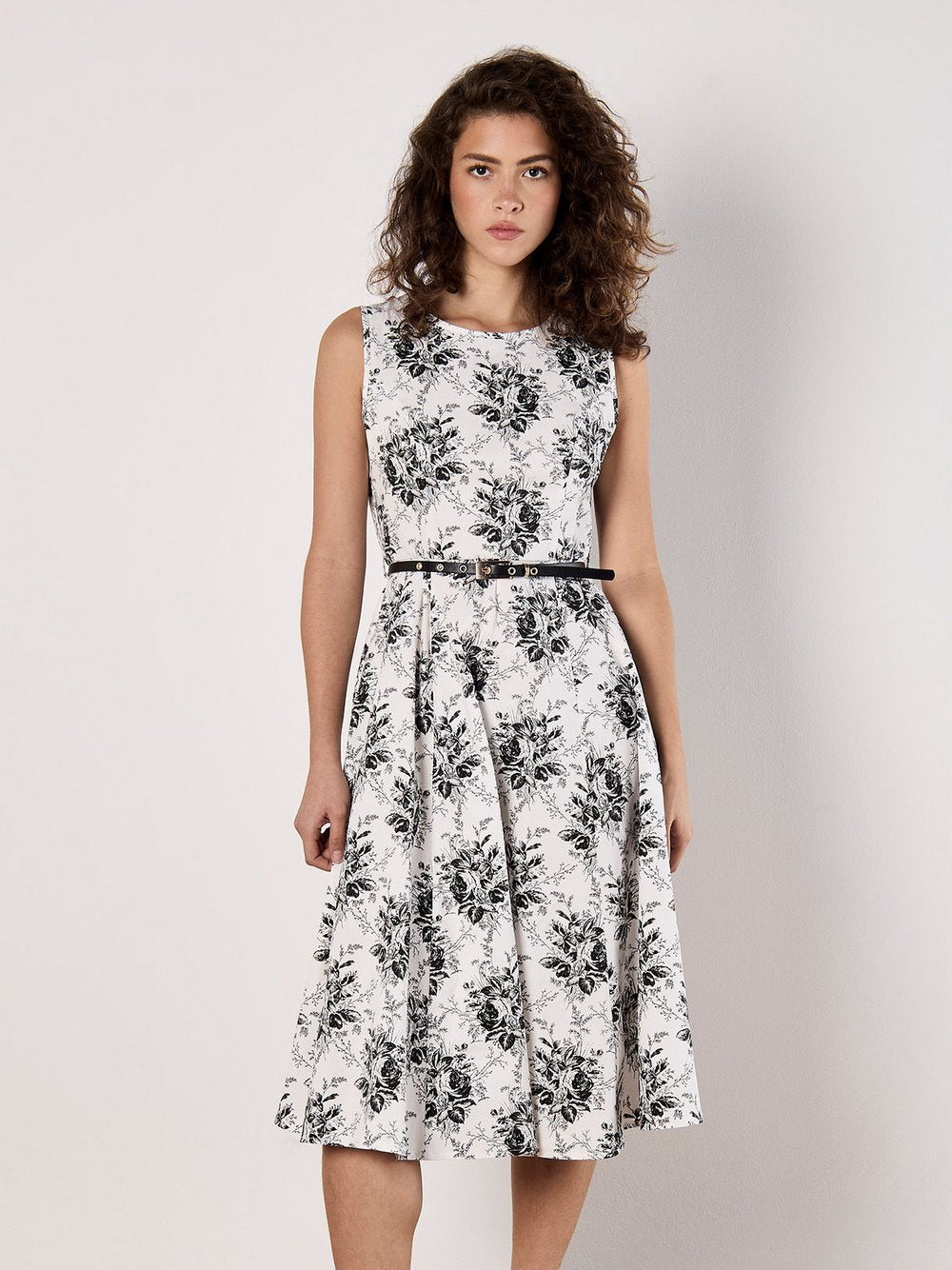 Apricot Midikleid Damen Baumwolle gemustert