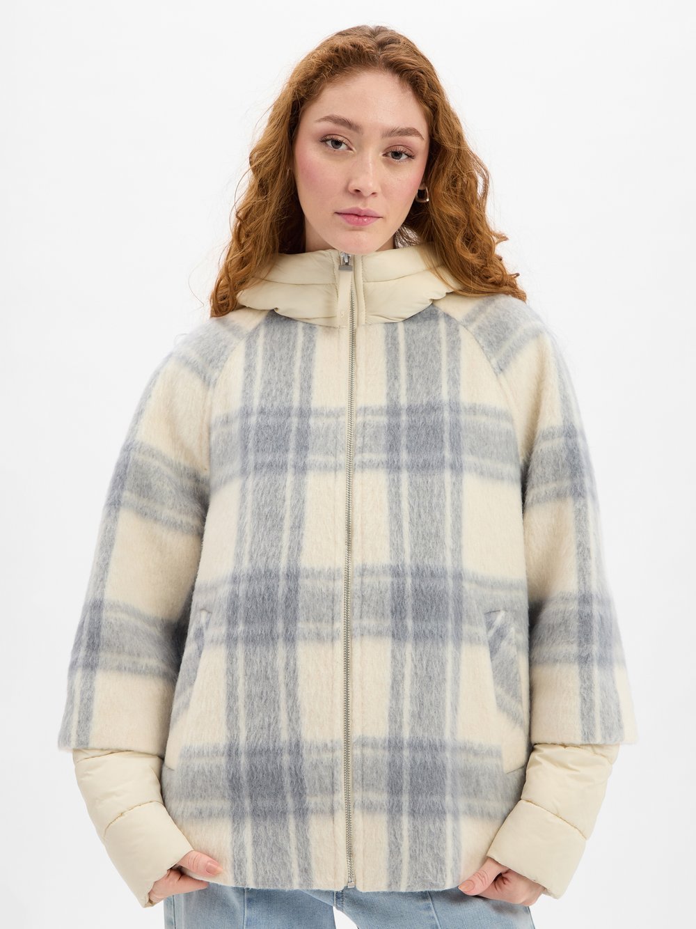 comma casual identity Wolljacke Damen Wolle kariert