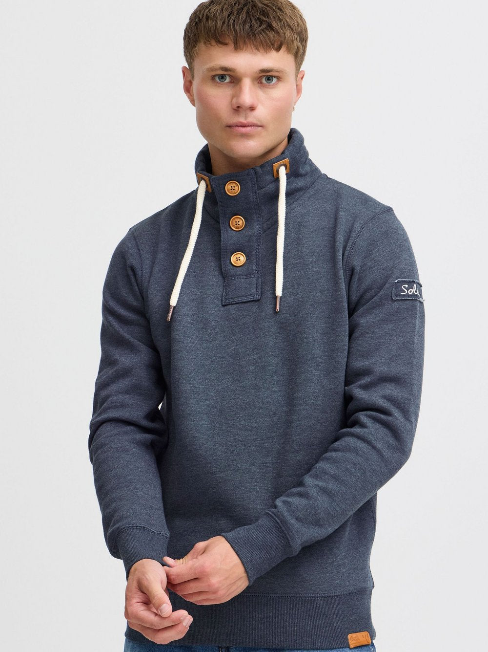 Solid Stehkragenpullover Herren Baumwolle