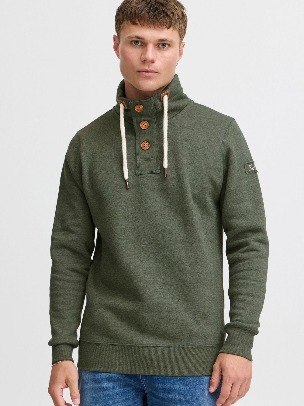 Solid Stehkragenpullover Herren Baumwolle