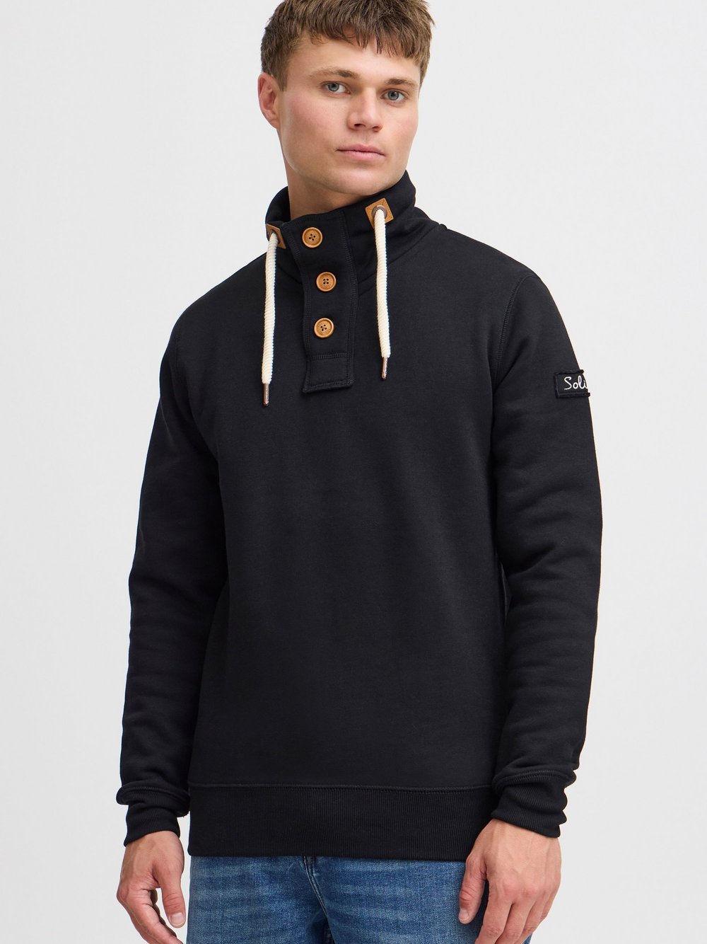 Solid Stehkragenpullover Herren Baumwolle