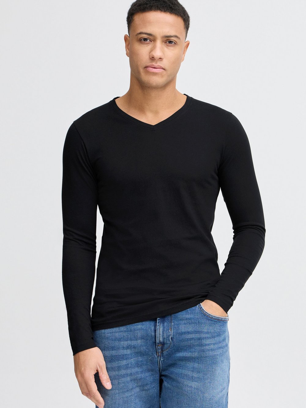 Solid Langarmshirt Herren Baumwolle