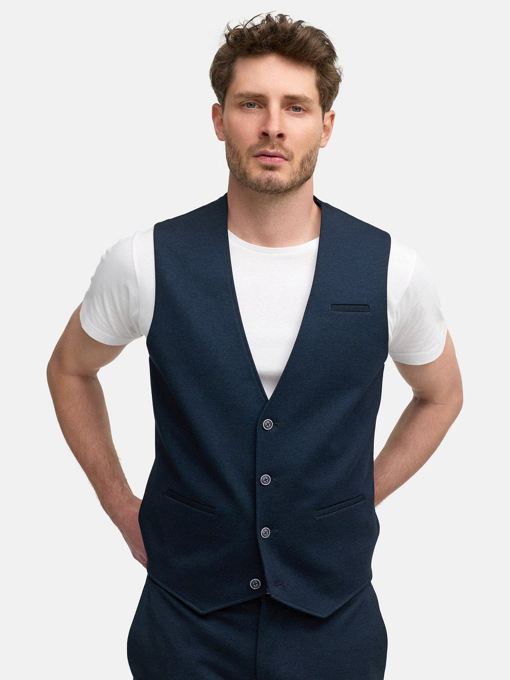 Jeff Anzugweste Herren Slim Fit meliert