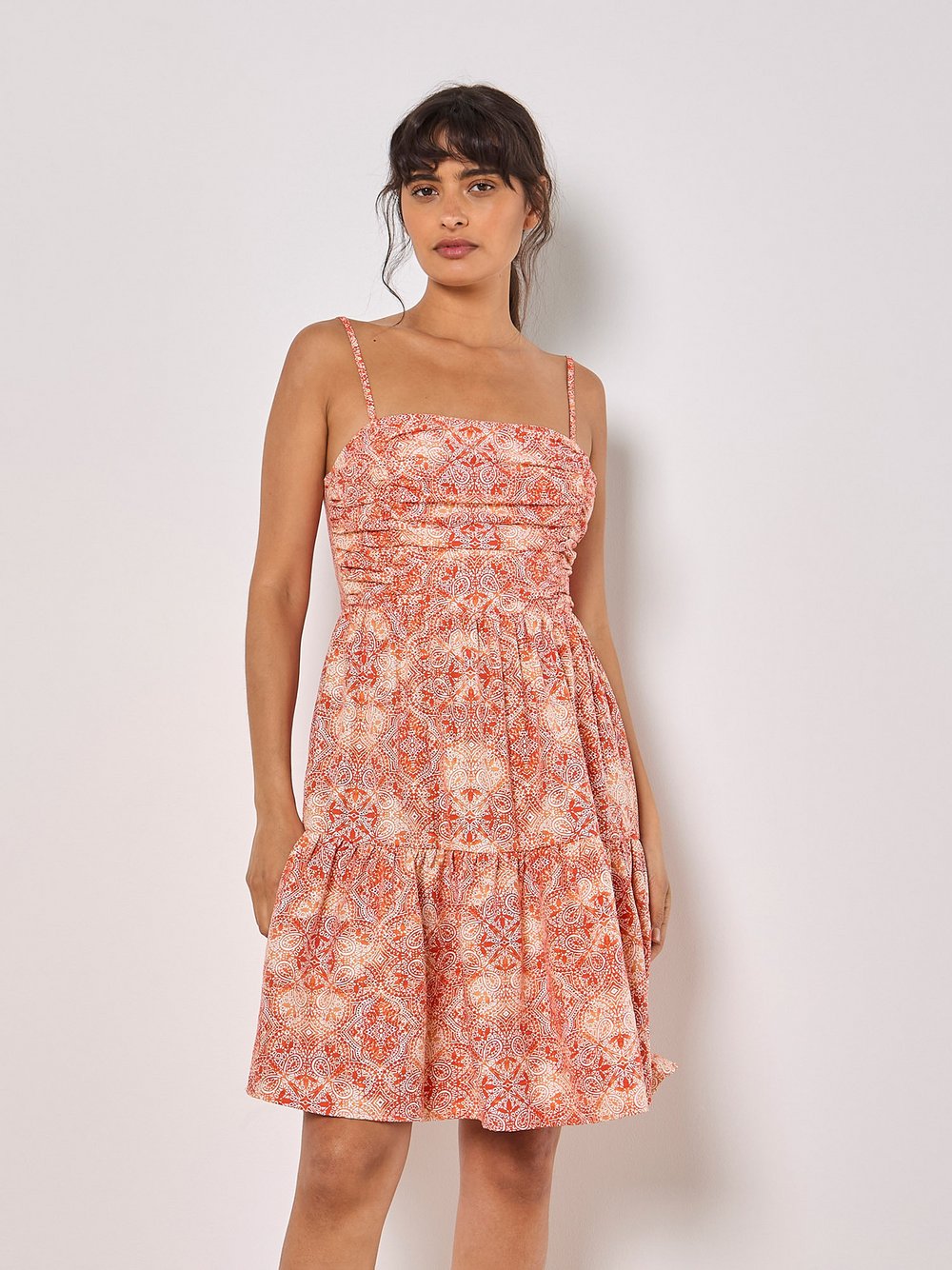 Apricot Minikleid Damen Viskose bedruckt