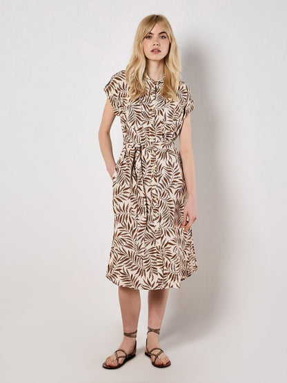 Apricot Midikleid Damen Viskose gemustert