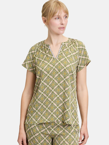 Cartoon Blusenshirt Damen Viskose gemustert