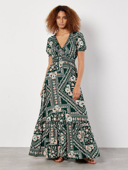 Apricot Maxikleid Damen Viskose gemustert