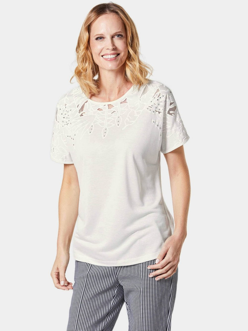 Goldner Ausbrenner-Shirt Damen Viskose