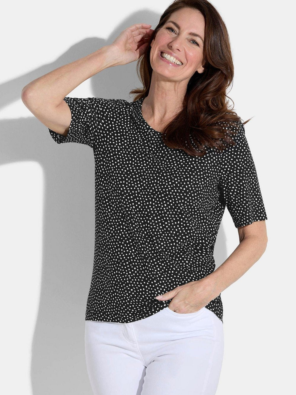 Goldner Shirt Damen Viskose gepunktet