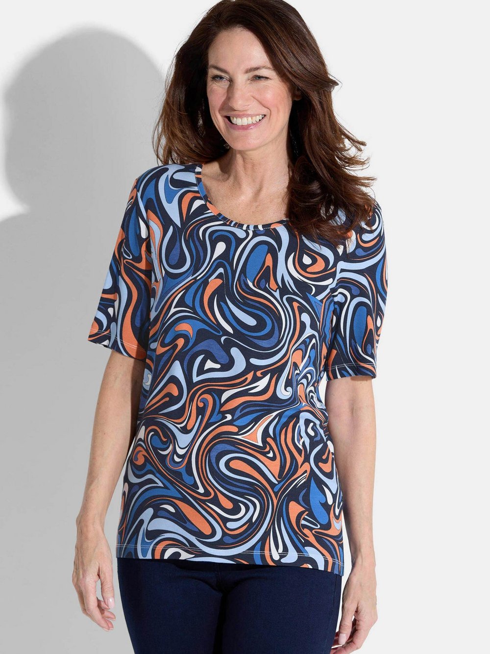 Goldner Shirt Damen Baumwolle gemustert