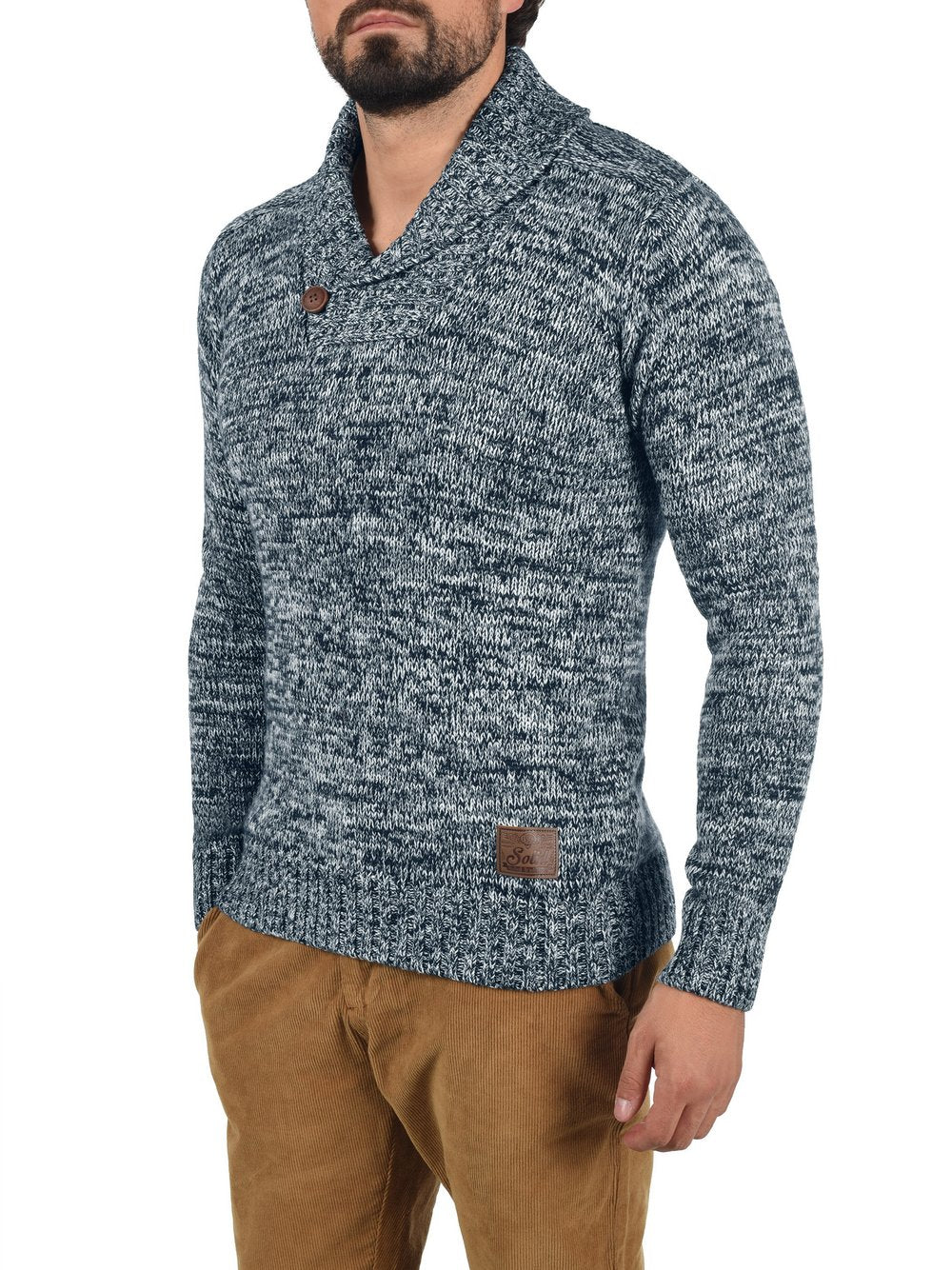 Solid Schalkragenpullover Herren Baumwolle gemustert