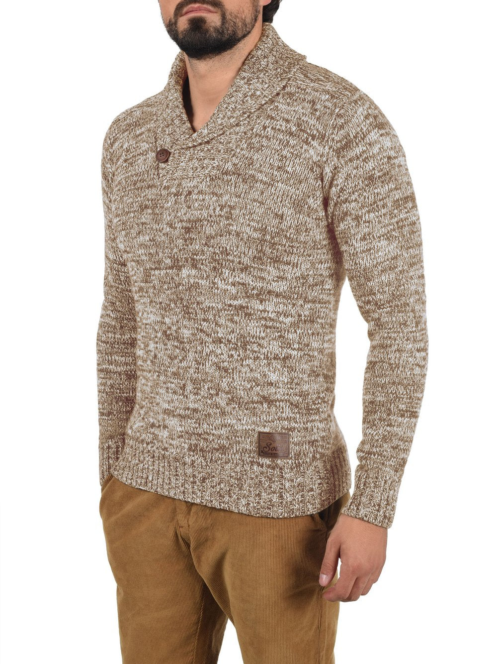 Solid Schalkragenpullover Herren Baumwolle gemustert