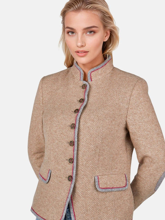 Label Stehkragenjacke Damen Wolle