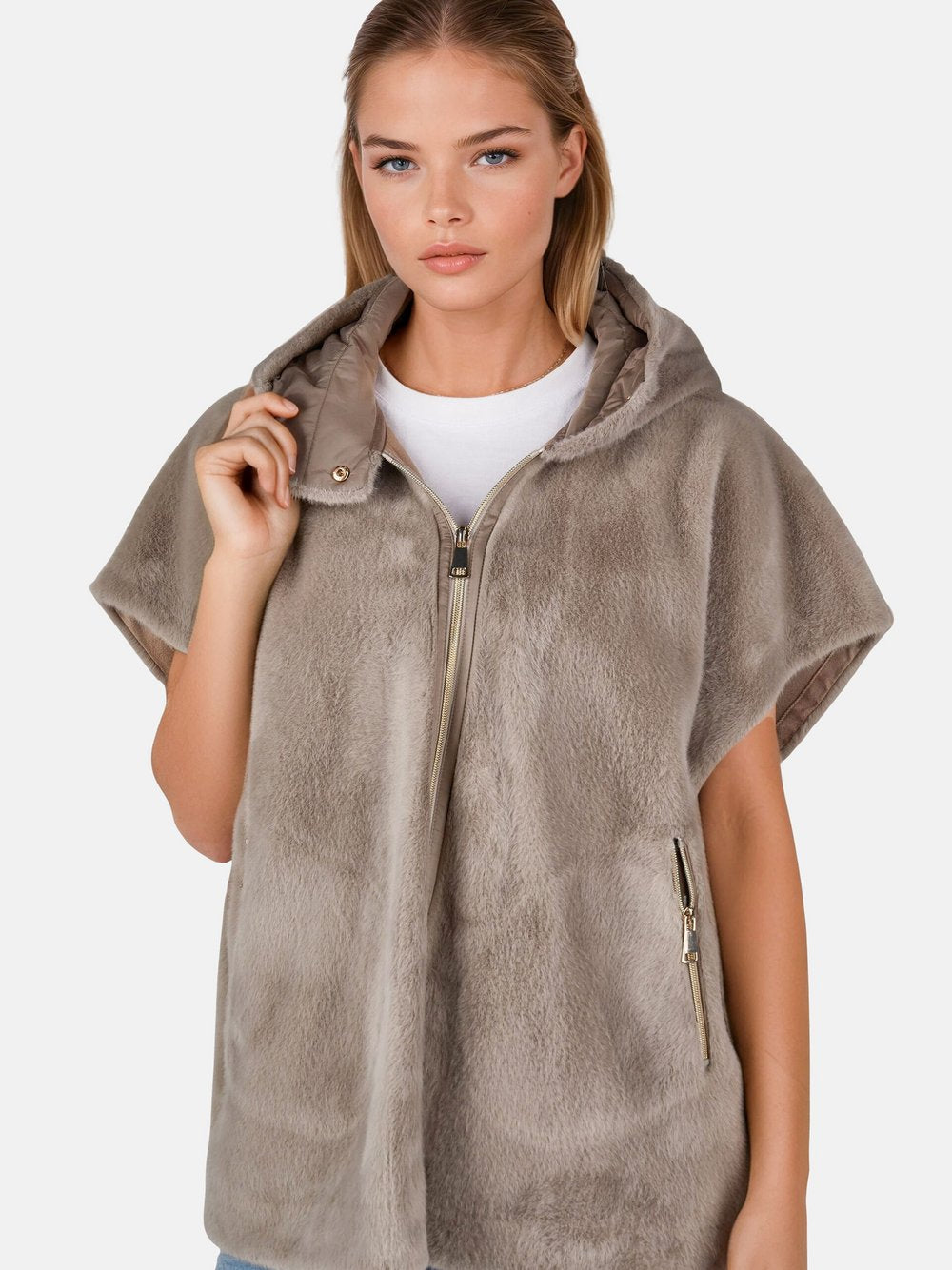 Label Poncho-Weste Damen