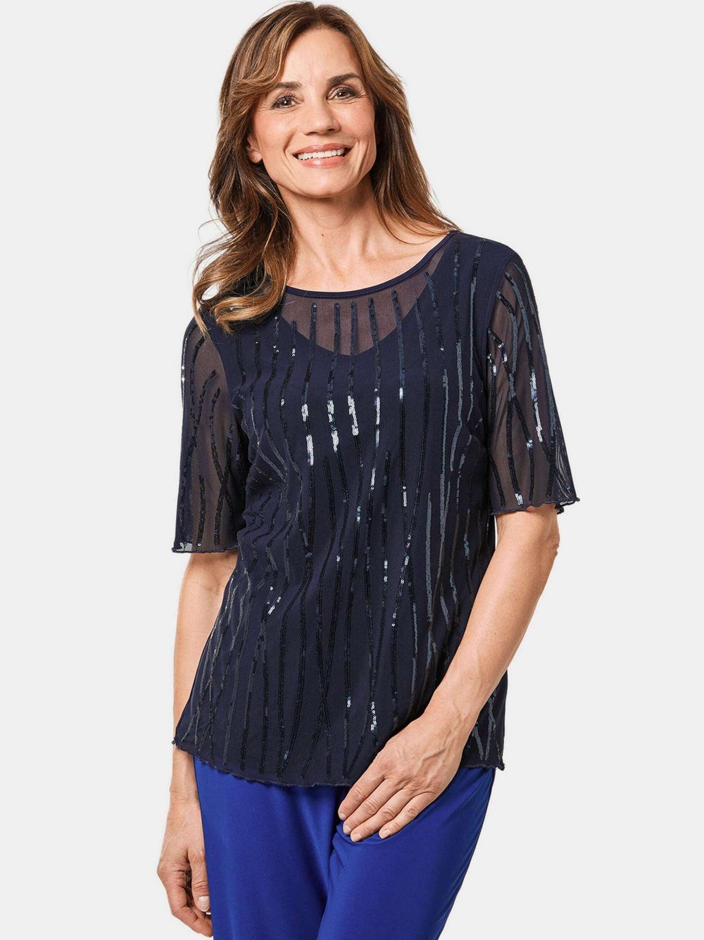 Goldner Mesh-Shirt Damen Polyamid