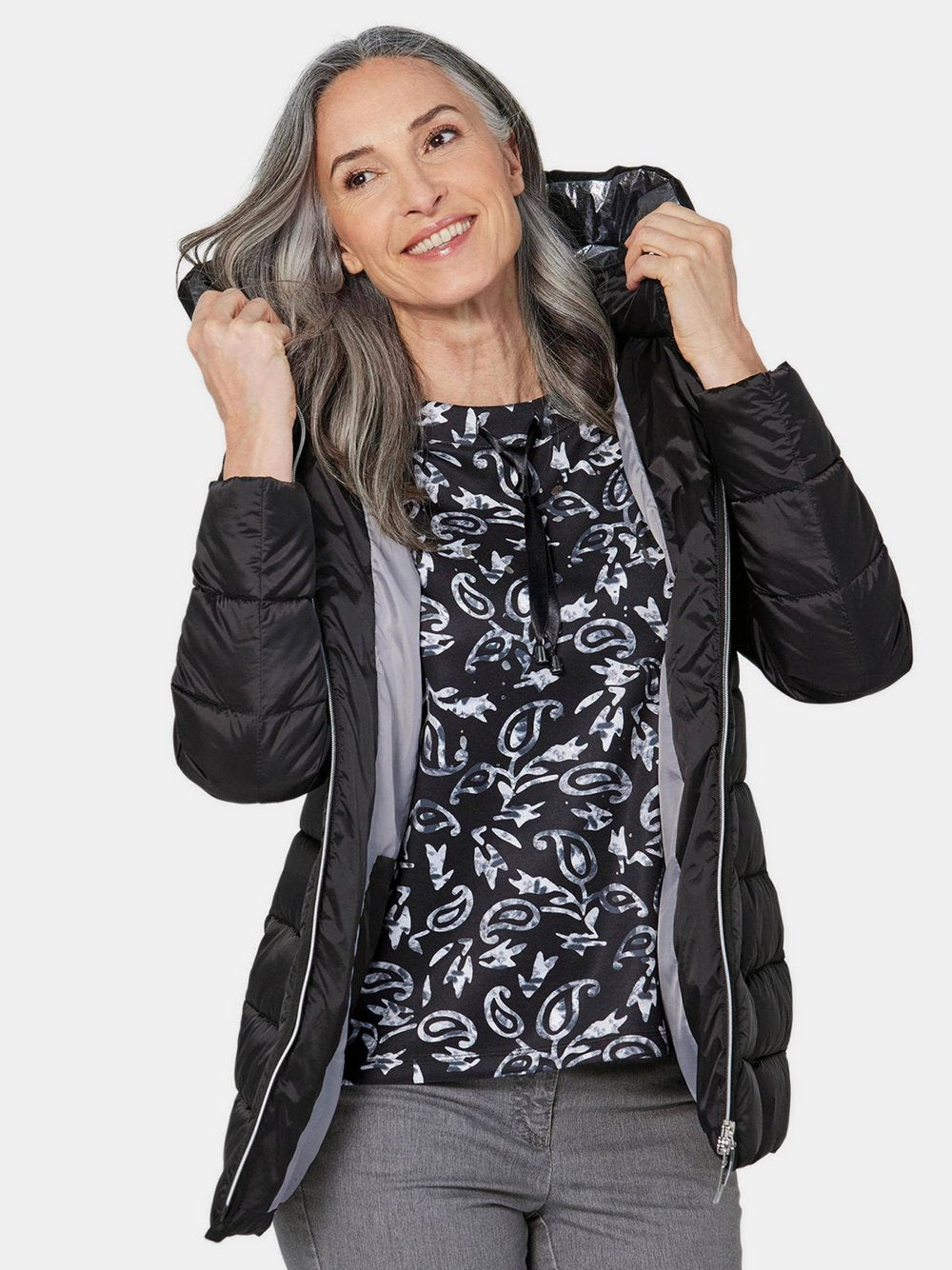 Goldner Lange Steppjacke Damen Polyamid