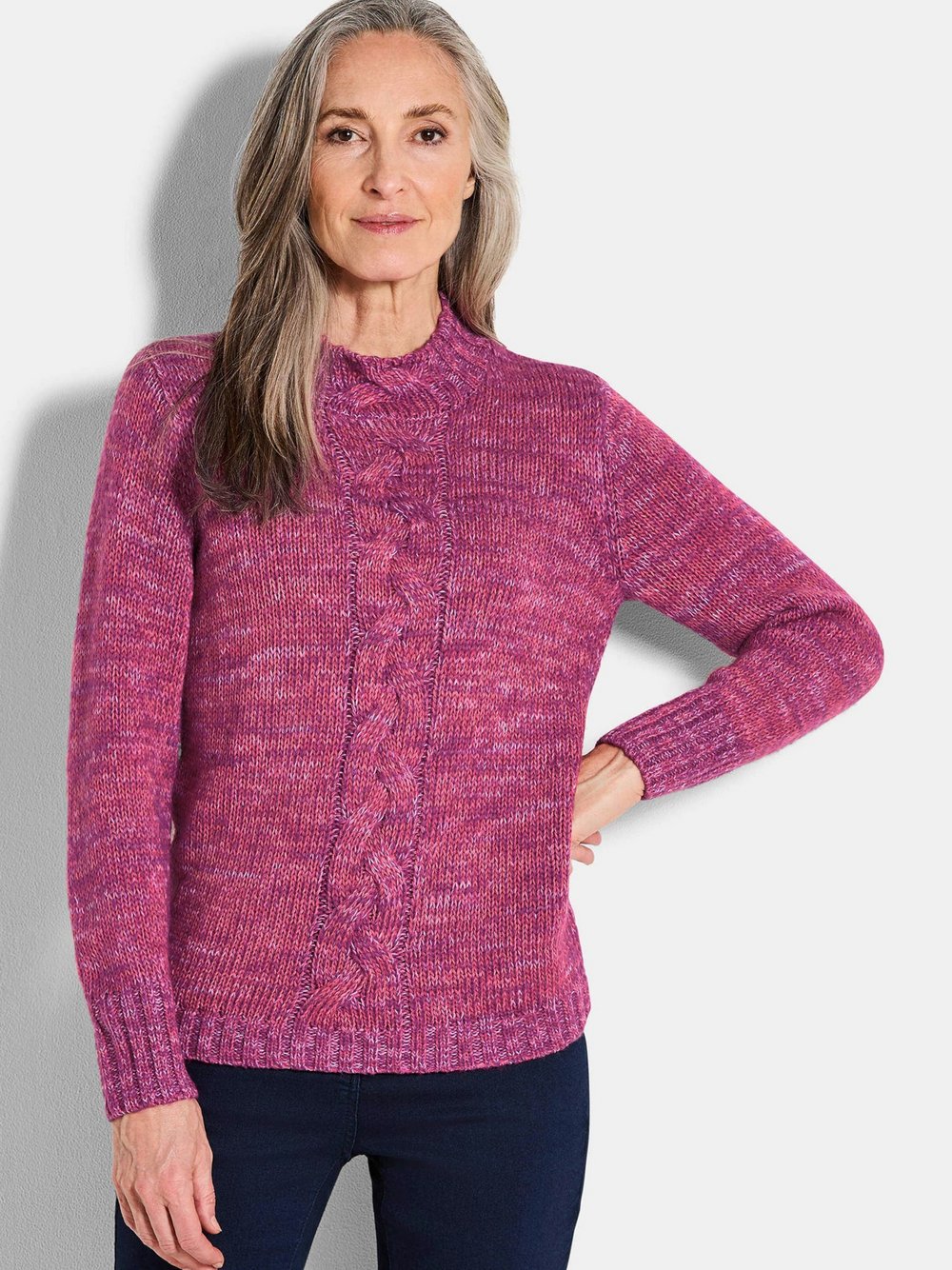 Goldner Strickpullover Damen strukturiert