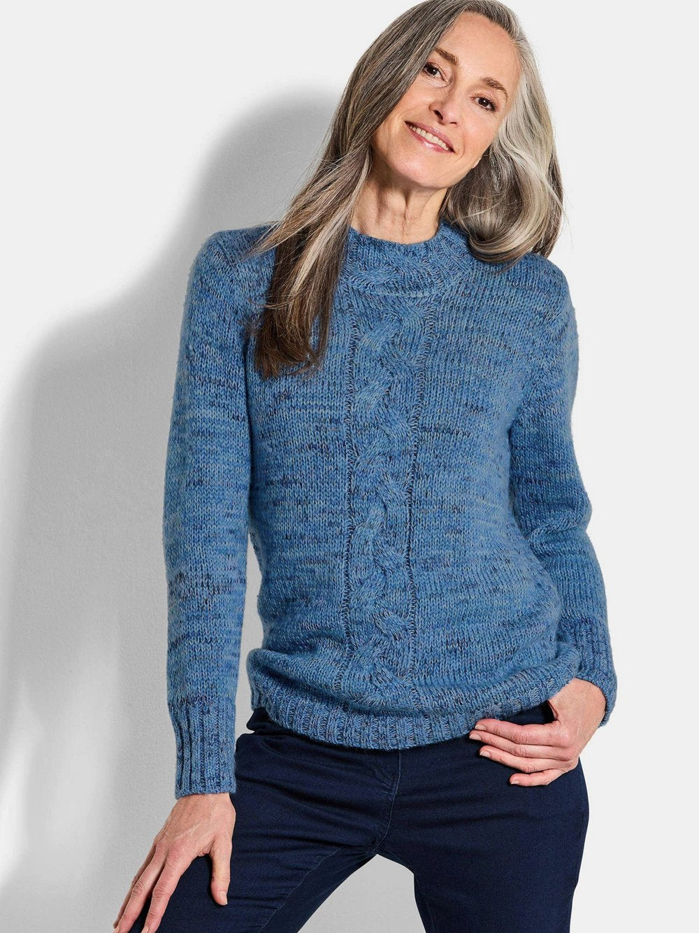 Goldner Strickpullover Damen strukturiert