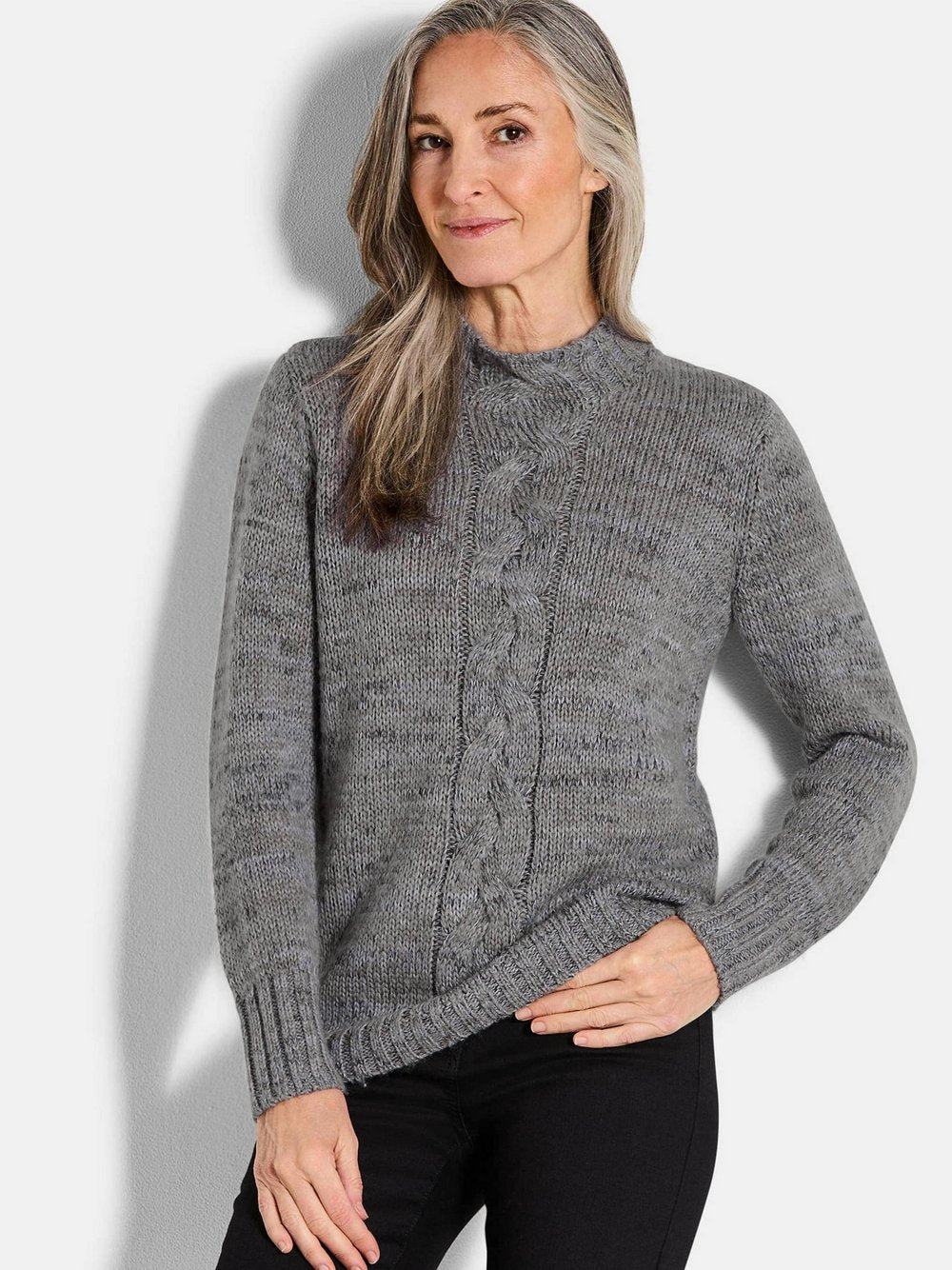 Goldner Strickpullover Damen strukturiert