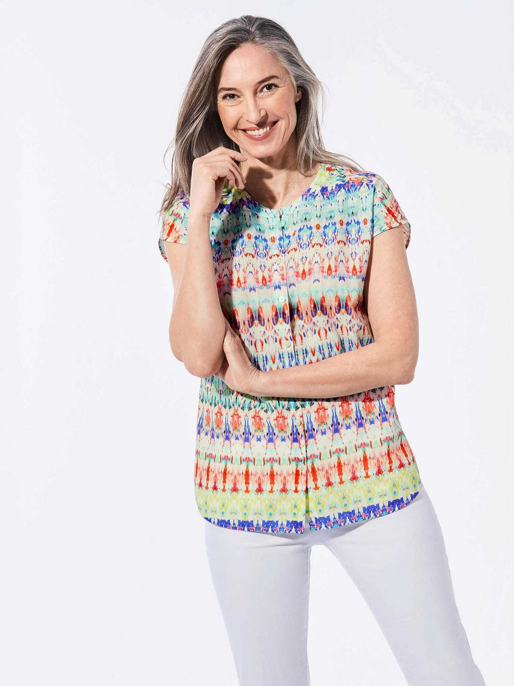 Goldner Bluse Damen Viskose gemustert