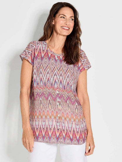 Goldner Bluse Damen Viskose gemustert