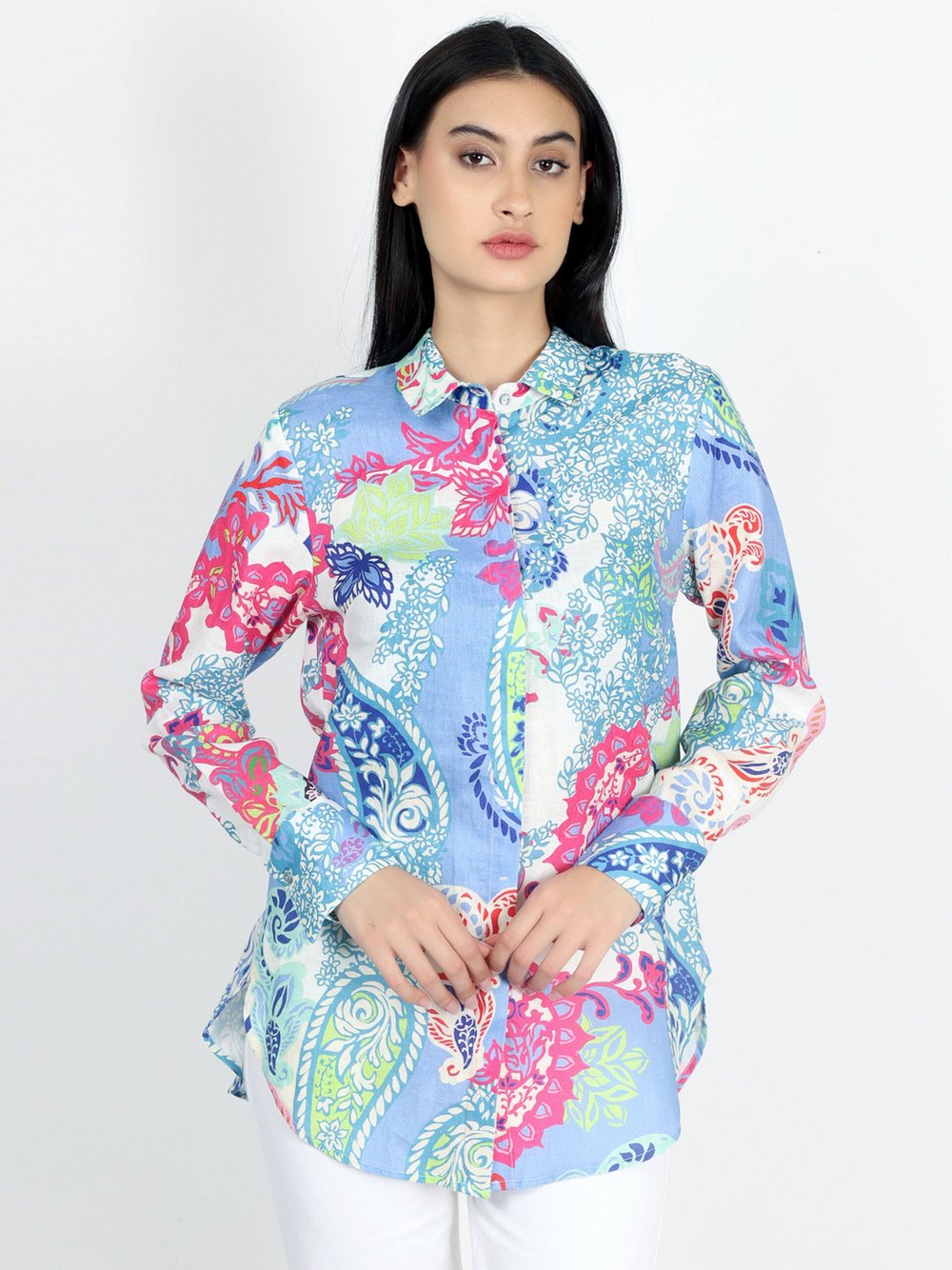 Vicci Germany Bluse Damen Leinen gemustert