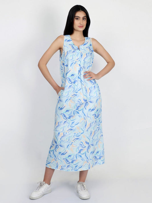 Vicci Germany Maxikleid Damen Leinen bedruckt