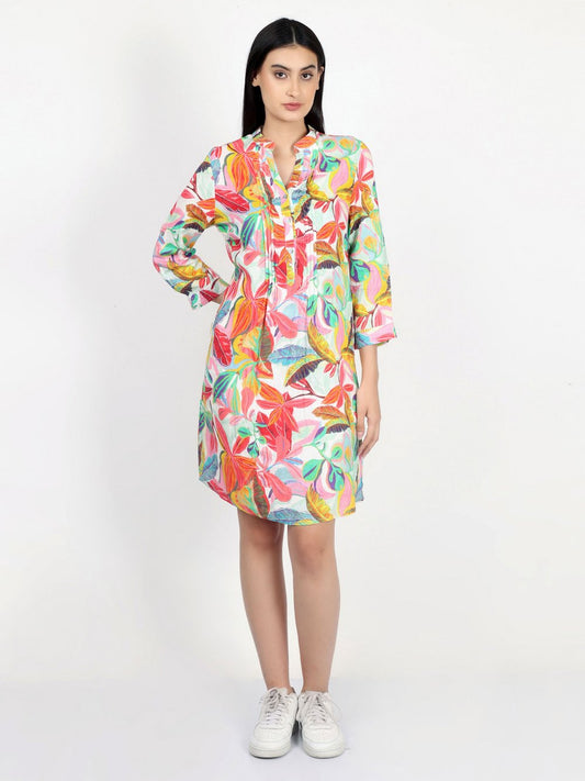 Vicci Germany Tunikakleid Damen Leinen bedruckt