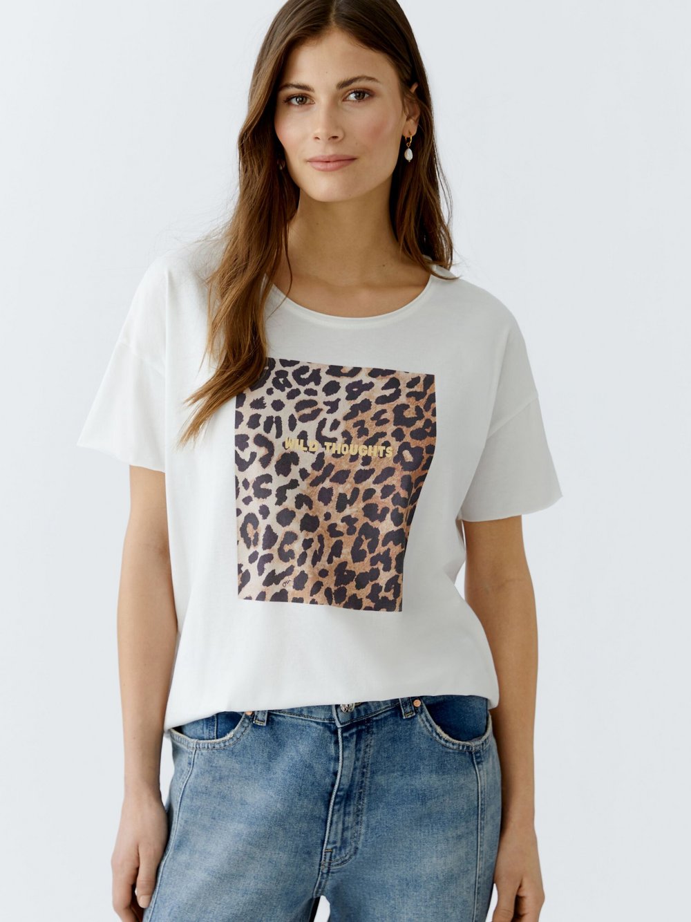 Oui T-Shirt Damen Baumwolle bedruckt