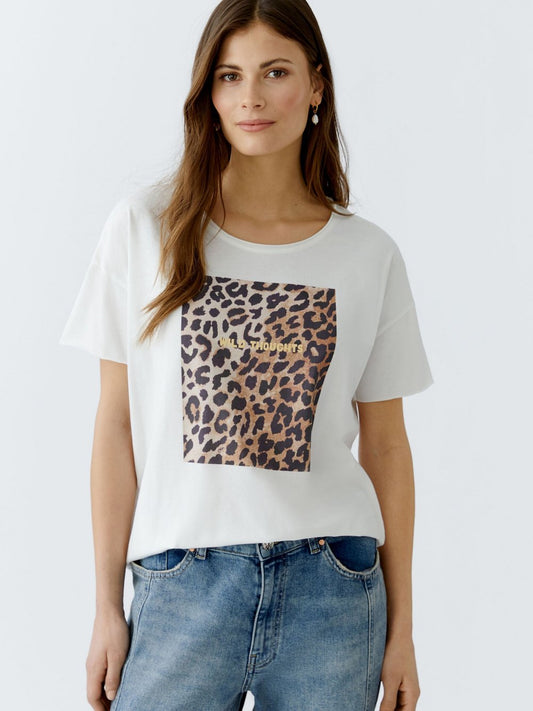 Oui T-Shirt Damen Baumwolle bedruckt