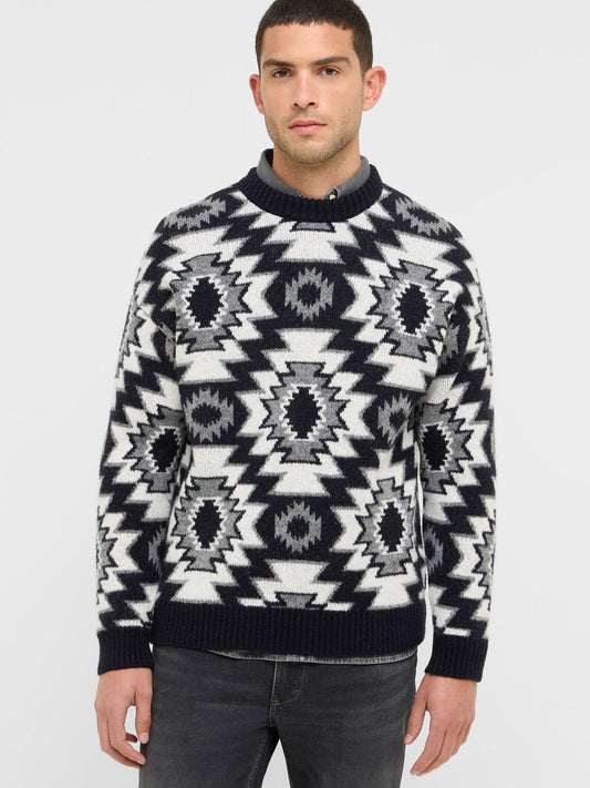 Mustang Strickpullover Herren Polyamid gemustert