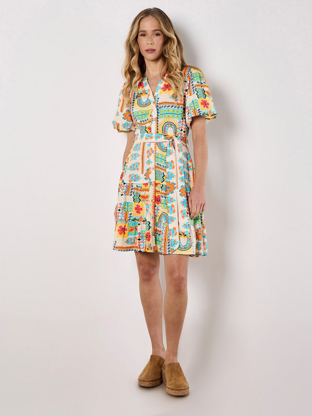 Apricot Minikleid Damen Viskose gemustert