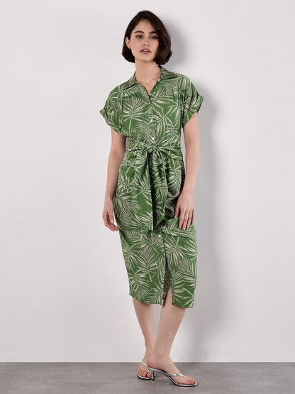 Apricot Midikleid Damen Viskose gemustert