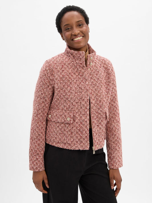 s.Oliver LABEL Bouclé-Wollblazer Damen Wolle gemustert