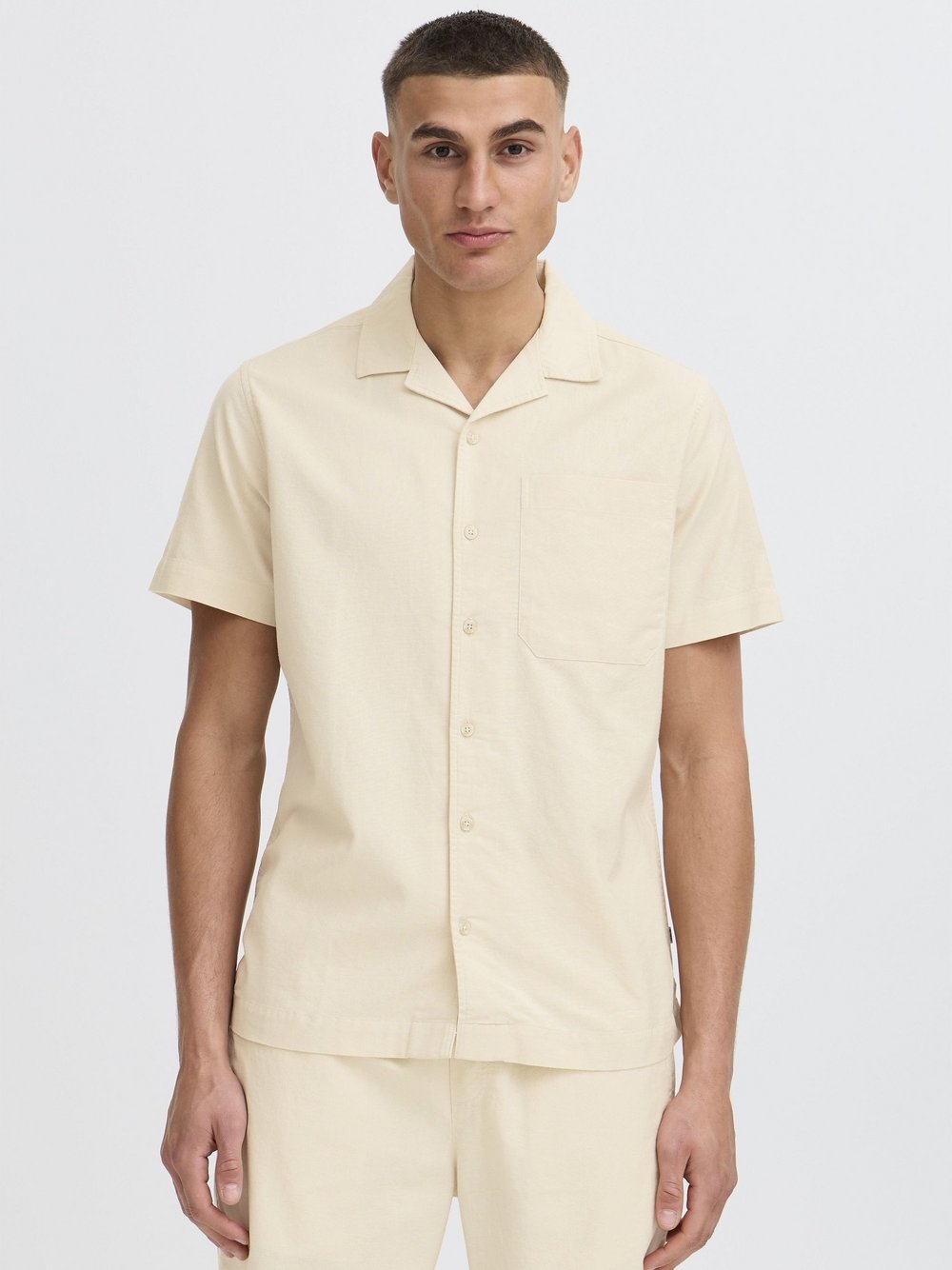 Solid Kurzarmhemd Herren Regular Fit Baumwolle