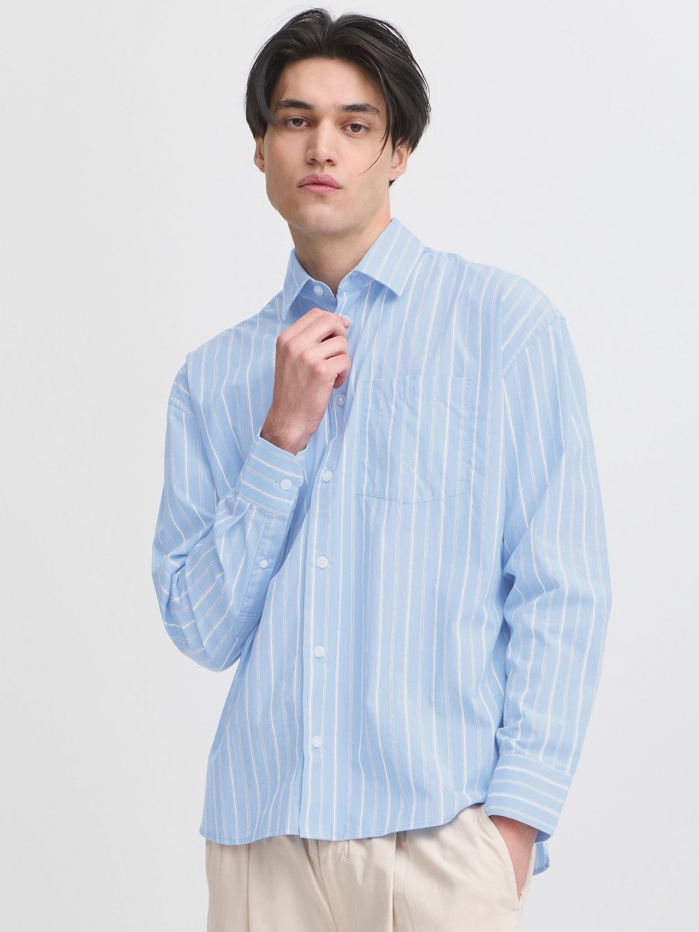 CASUAL FRIDAY Langarmhemd Herren Comfort Fit Baumwolle gestreift