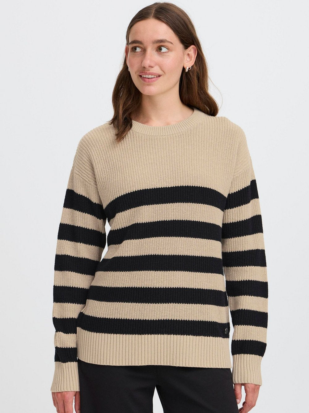 OXMO Strickpullover Damen Baumwolle gestreift