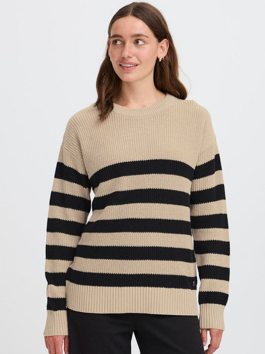 OXMO Strickpullover Damen Baumwolle gestreift