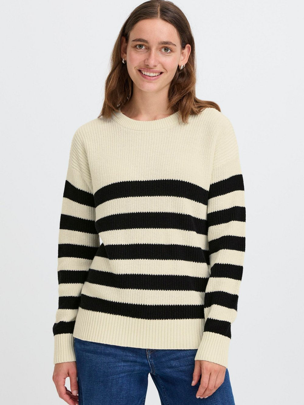 OXMO Strickpullover Damen Baumwolle gestreift