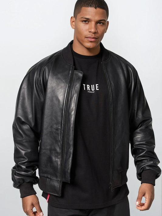 Trueprodigy Bomberjacke Herren Leder
