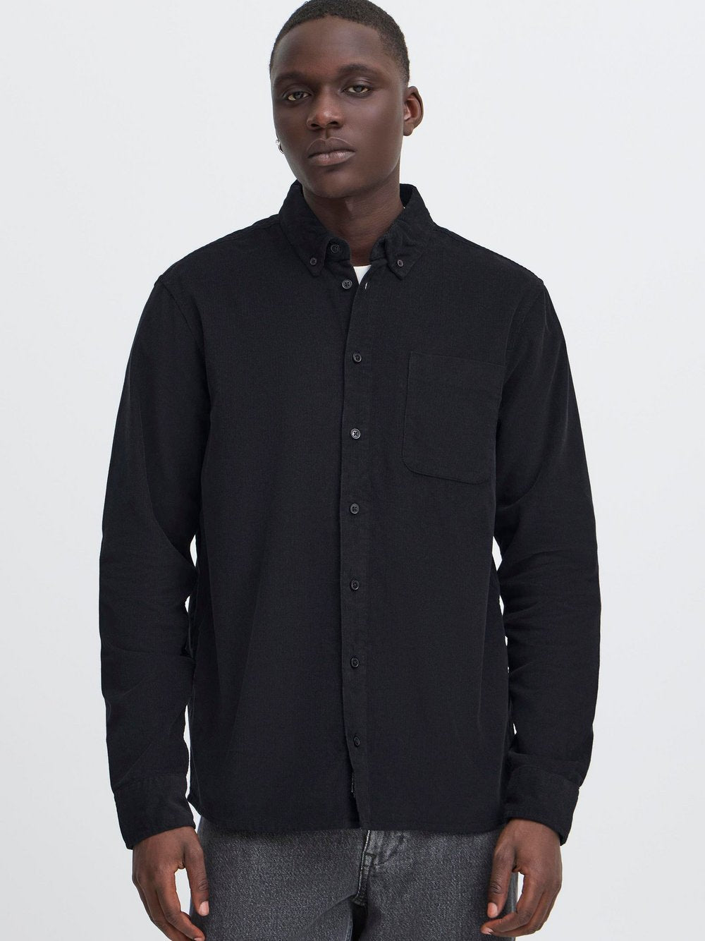 BLEND Langarmhemd Herren Regular Fit Baumwolle strukturiert