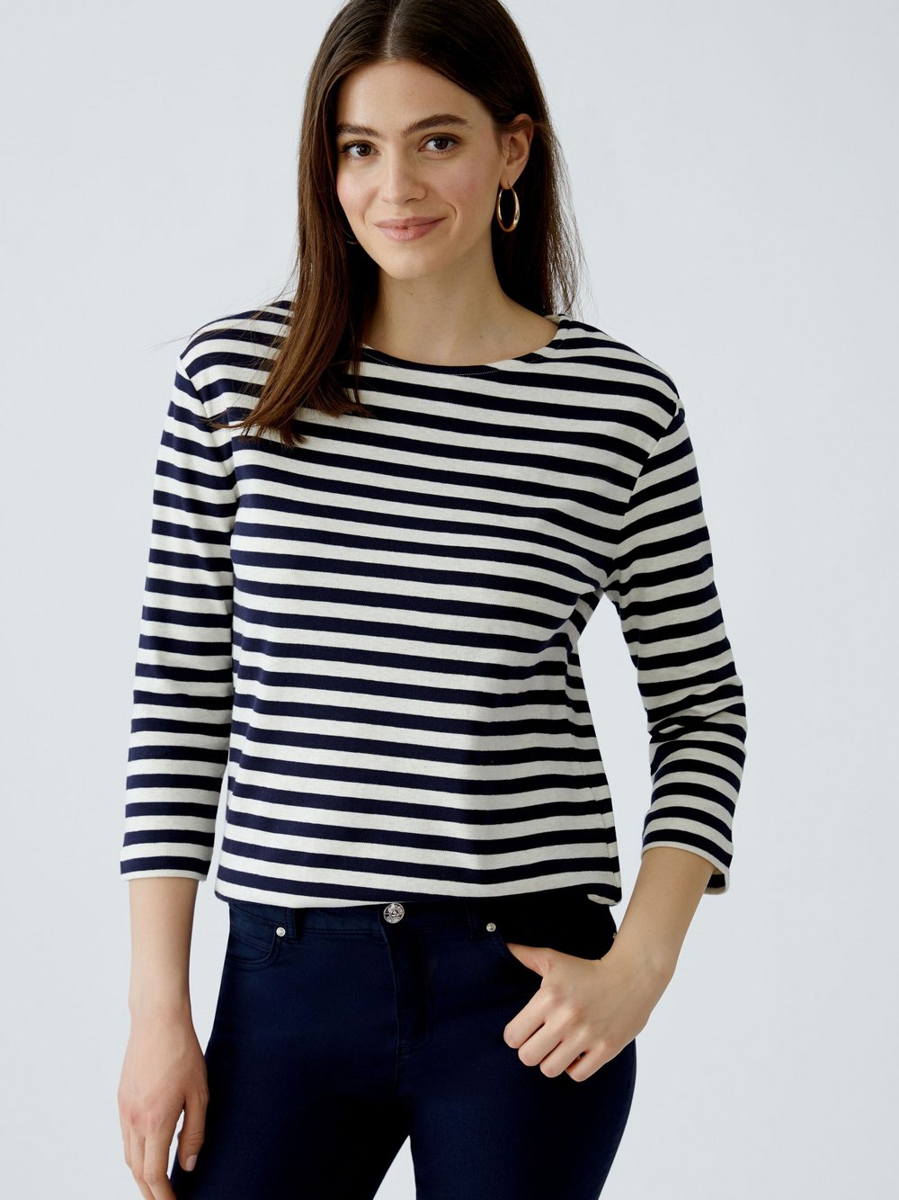 Oui T-Shirt Damen Baumwolle gestreift