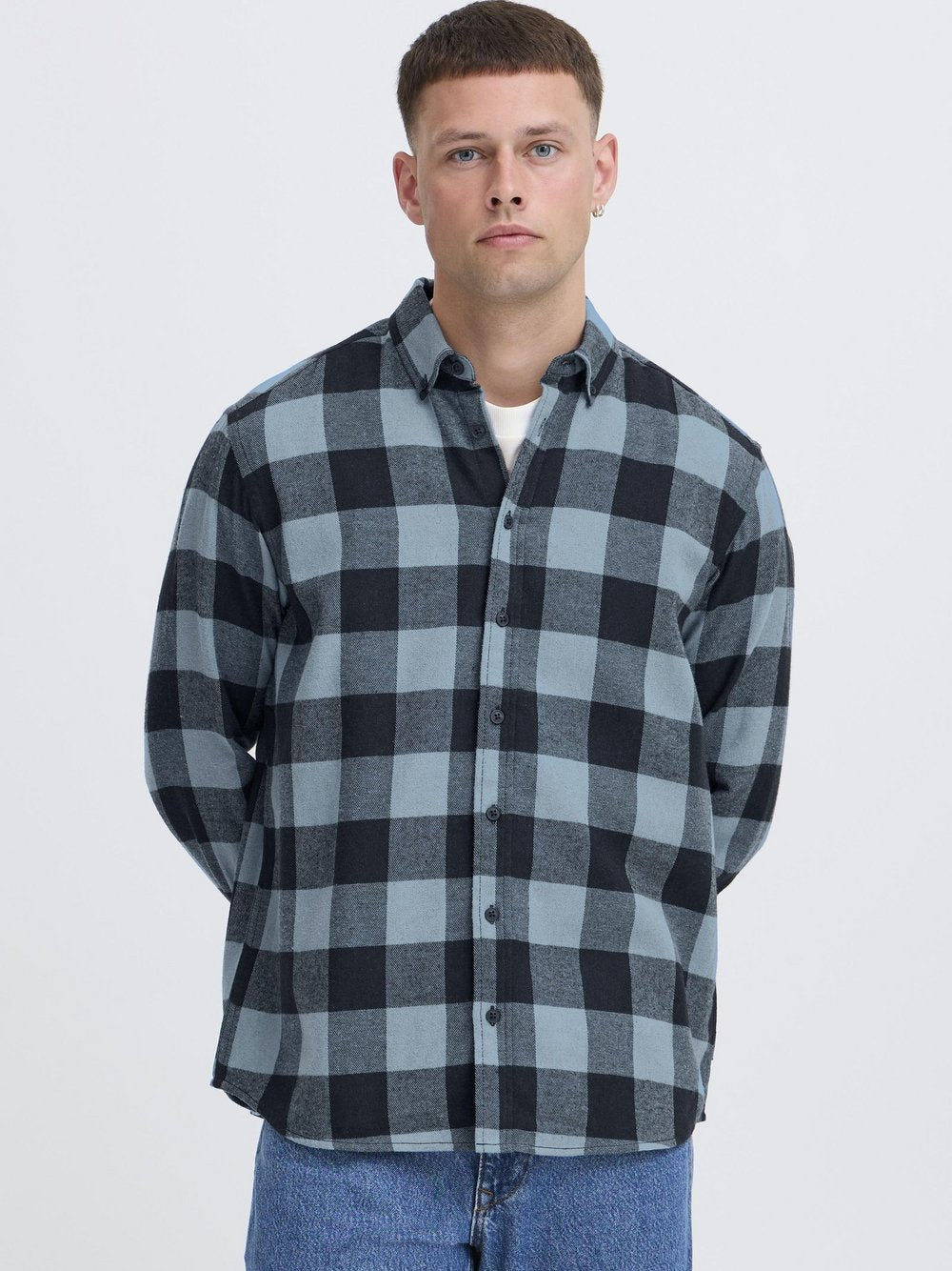 BLEND Flanellhemd Herren Regular Fit Baumwolle kariert