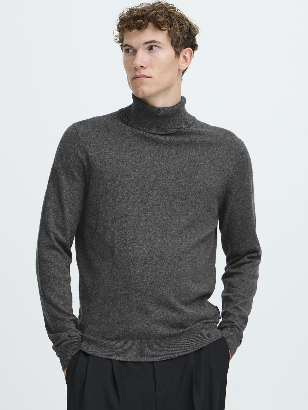 BLEND Rollkragenpullover Herren Viskose meliert