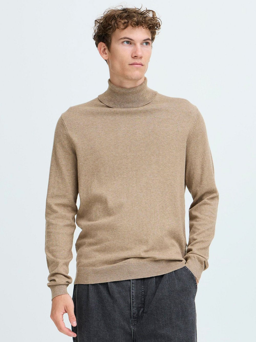 BLEND Rollkragenpullover Herren Viskose meliert