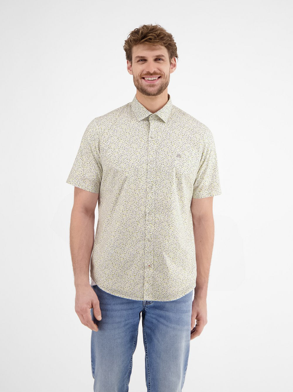 LERROS Kurzarmhemd Herren Regular Fit Baumwolle gemustert
