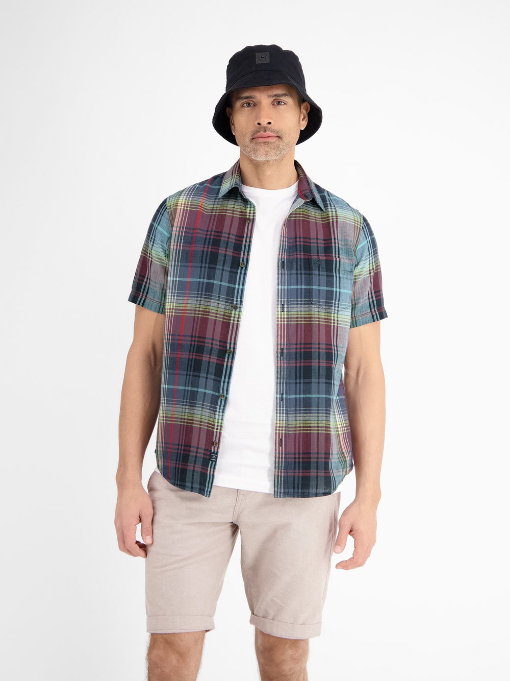 LERROS Kurzarmhemd Herren Regular Fit Baumwolle kariert